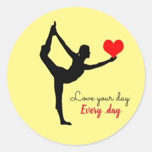 Yoga Heart & Love je day, Elke dag / Yogini Ronde Sticker