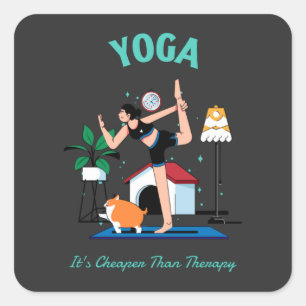 Yoga Het is goedkoper dan therapie Vierkante Sticker