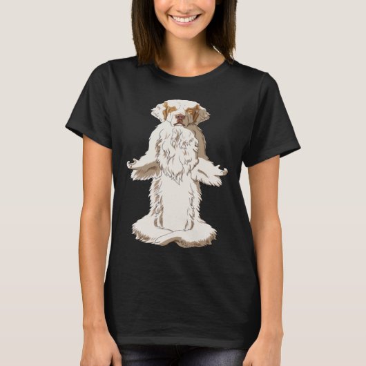 Yoga Hond Clumber Spaniel T-shirt (Voorkant)