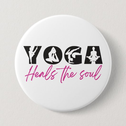 Yoga hoort de sol ronde button 7,6 cm (Voorkant)