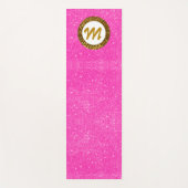Yoga Hot Roze Glitter Girly Monogram Goud Glitter Yogamat (Voorkant)