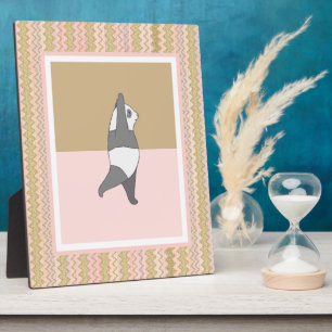 Yoga Houden Panda Roze Zig Zag Achtergrond   Fotoplaat