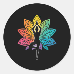 Yoga-houding Chakra Boom Silhouet Lotus Lance Medi Ronde Sticker