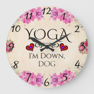 Yoga Ik ben omlaag, Dog Wall Clock Grote Klok
