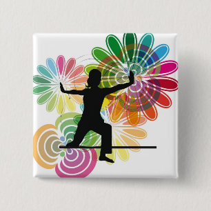 Yoga-illustratie Vierkante Button 5,1 Cm