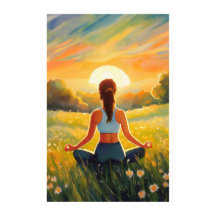 Yoga in het veld bij zonsondergang