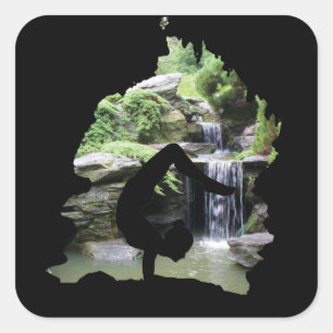 Yoga in japanse tuin (grot) - ballet, dans vierkante sticker