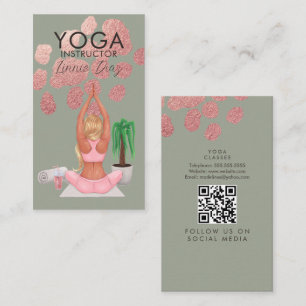 Yoga-instructeur klassen Roze Roze Nep Folie C Visitekaartje