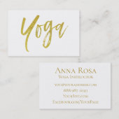 ** Yoga instructeur leraar Modern Wit Goud Visitekaartje (Voorkant / Achterkant)