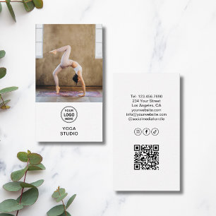 Yoga-instructeur lerarologo foto QR-wit Visitekaartje