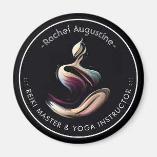 Yoga Instructeur Lotus Meditatie Pose Brushstrokes Magneet