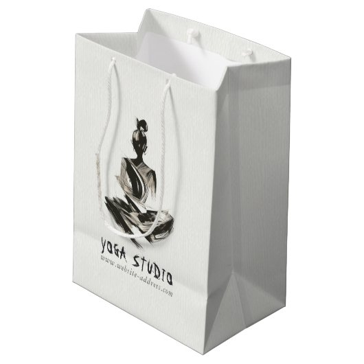 Yoga Instructeur Lotus Meditatie Pose Brushstrokes Medium Cadeauzakje (Achterkant Gekanteld)