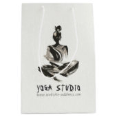 Yoga Instructeur Lotus Meditatie Pose Brushstrokes Medium Cadeauzakje (Voorkant)