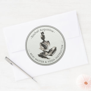 Yoga Instructeur Lotus Meditatie Pose Brushstrokes Ronde Sticker