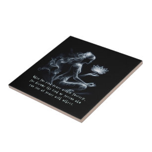 Yoga Instructeur Lotus Meditatie Pose Gloeiende Mi Tegeltje