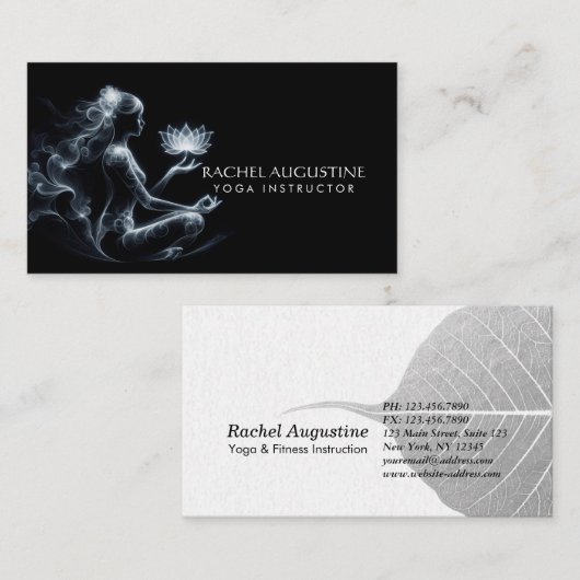 Yoga Instructeur Lotus Meditatie Pose Gloeiende Mi Visitekaartje (Voorkant / Achterkant)