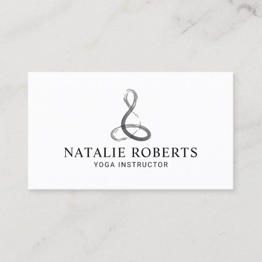 Yoga Instructeur Meditatie Logo Minimalist Visitekaartje (Voorkant)