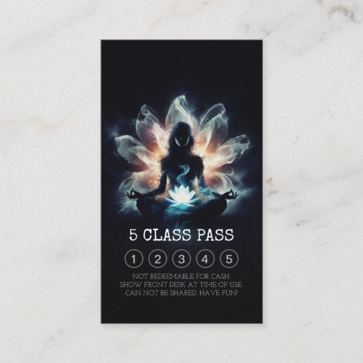 Yoga Instructeur Meditatie Lotus Pose 5 Klasse Pas Klantenkaartje (Voorkant)