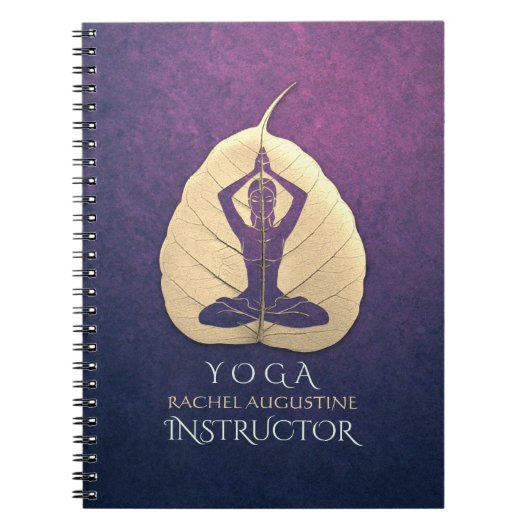 YOGA Instructeur Meditation Pose Bodhi Leaf Cut Ar Notitieboek (Voorkant)