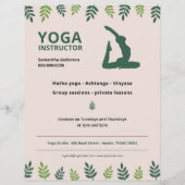 Yoga Instructeur met Groene Bladeren Flyer (Voorkant)