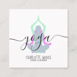 Yoga instructeur modern elegant trendy blauwgroen  vierkante visitekaartje