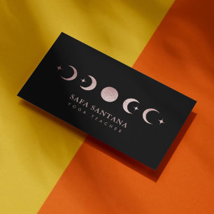yoga instructeur Moon Phases Roos Gold Glitter Visitekaartje