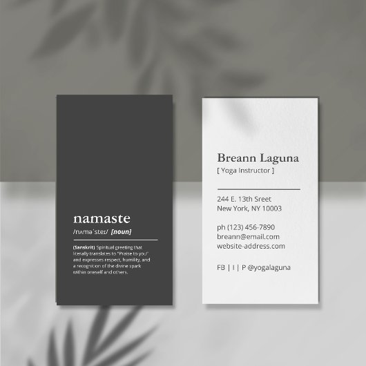 Yoga Instructeur Namaste Minimalistisch Zwart Mode Visitekaartje