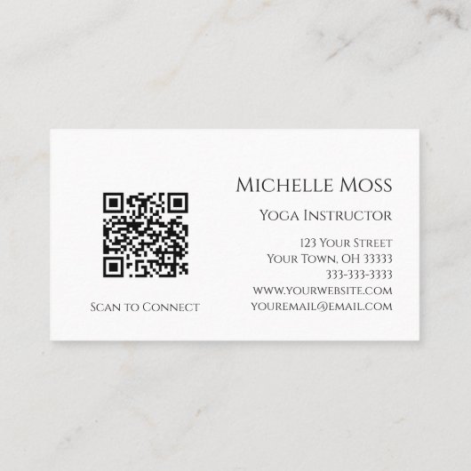 Yoga Instructeur OM Symbool QR code Zwart Wit Visitekaartje (Achterkant)