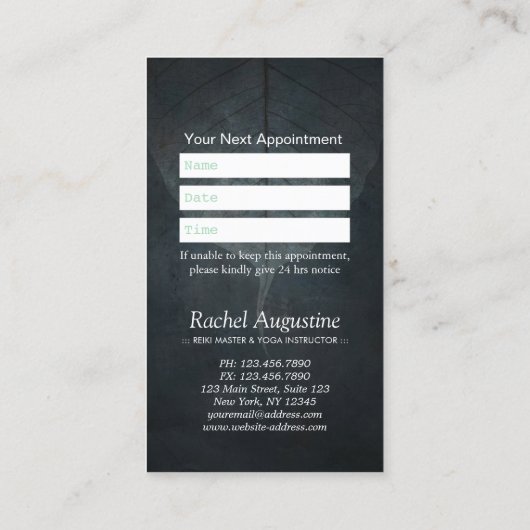 Yoga Instructor Appointment Bodhi Leaf OM Symbol Afsprakenkaartje (Achterkant)