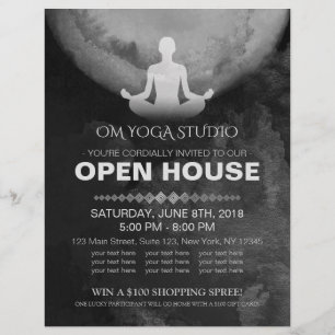 Yoga Instructor B&W Meditation Pose Flyer