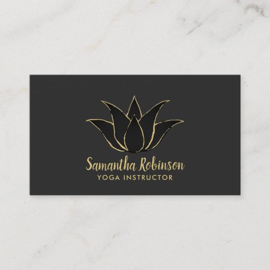 Yoga Instructor Black & Gold Lotus Spa Salon Visitekaartje (Voorkant)