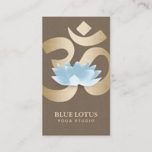 Yoga Instructor Blue Lotus Flower Gold om Symbol Visitekaartje