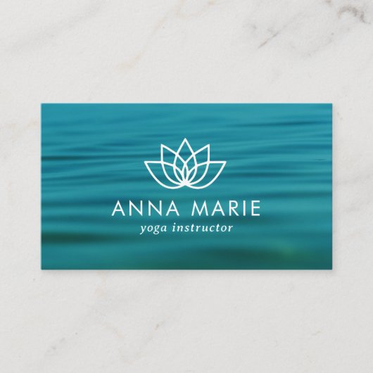 Yoga Instructor Blue Ocean Waves Visitekaartje (Voorkant)