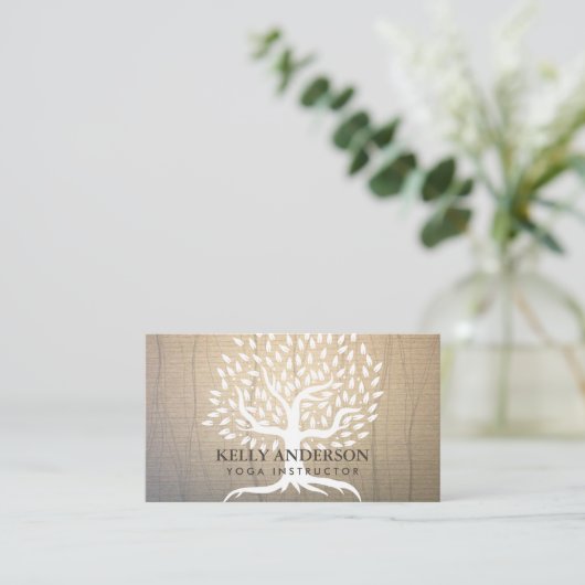 Yoga Instructor Boom Elegant Therapie Visitekaartje (Staand voorkant)