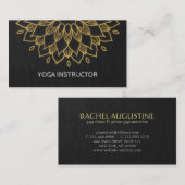 YOGA Instructor Chic Embroidery Black Gold Floral Visitekaartje (Voorkant / Achterkant)