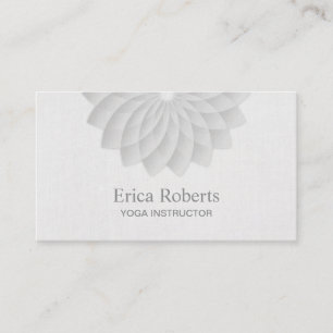 Yoga Instructor Classy White Lotus Floral Visitekaartje