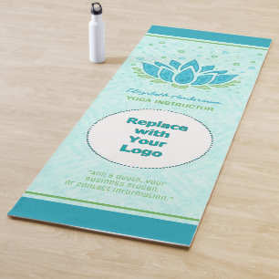 Yoga Instructor Custom Logo Name Lotus Flower Yogamat