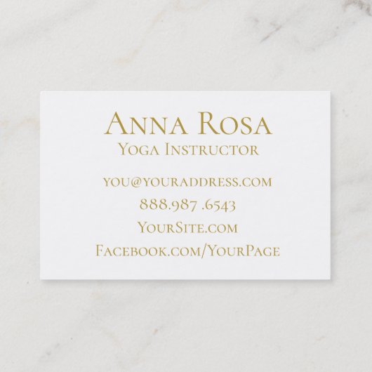 *~* Yoga Instructor Docent Modern White Gold Visitekaartje (Achterkant)