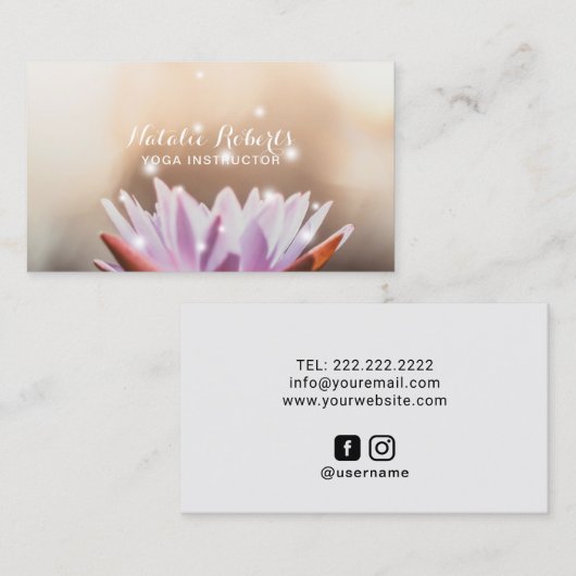 Yoga Instructor Elegant Lotus Flower Spa Salon Visitekaartje (Voorkant / Achterkant)