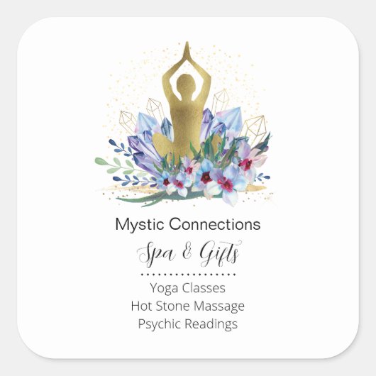 Yoga Instructor Energy Healer Crystals Reiki Spa Vierkante Sticker (Voorkant)