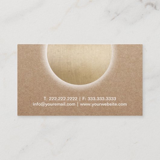 Yoga Instructor Ggloed Gold Circle Rustic Kraft Visitekaartje (Achterkant)