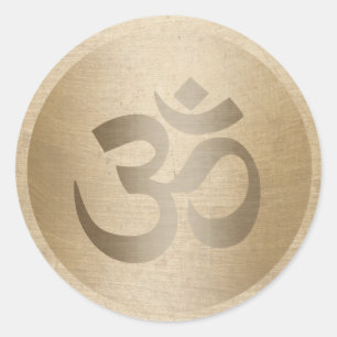 Yoga Instructor Gold Circle Om Symbol Ronde Sticker