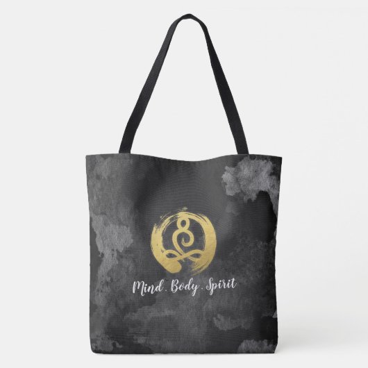 Yoga Instructor Gold Meditation Posture Zen Symboo Tote Bag (Achterkant)