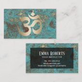 Yoga Instructor Gold Om Symbol Turquoise Visitekaartje (Voorkant / Achterkant)