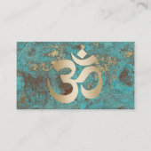 Yoga Instructor Gold Om Symbol Turquoise Visitekaartje (Voorkant)