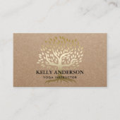 Yoga Instructor Gold Tree Rustic Kraft Visitekaartje (Voorkant)