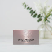 Yoga Instructor Life Tree Modern Roze Metallic Visitekaartje (Staand voorkant)