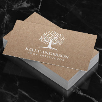 Yoga Instructor Life Tree Rustic Kraft Visitekaartje