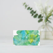 Yoga Instructor Lotus Floral Logo Waterverf Visitekaartje (Staand voorkant)