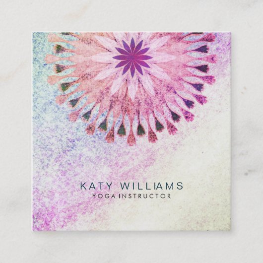 Yoga Instructor Lotus Flower Waterverf  Vierkante Visitekaartje (Voorkant)